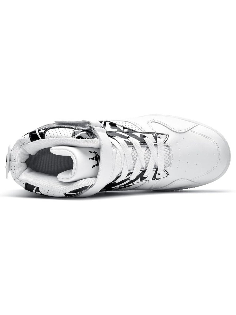 🎃Men's White/Black Faux Leather High Top Comfortable Ankle Sport Casual Sneaker